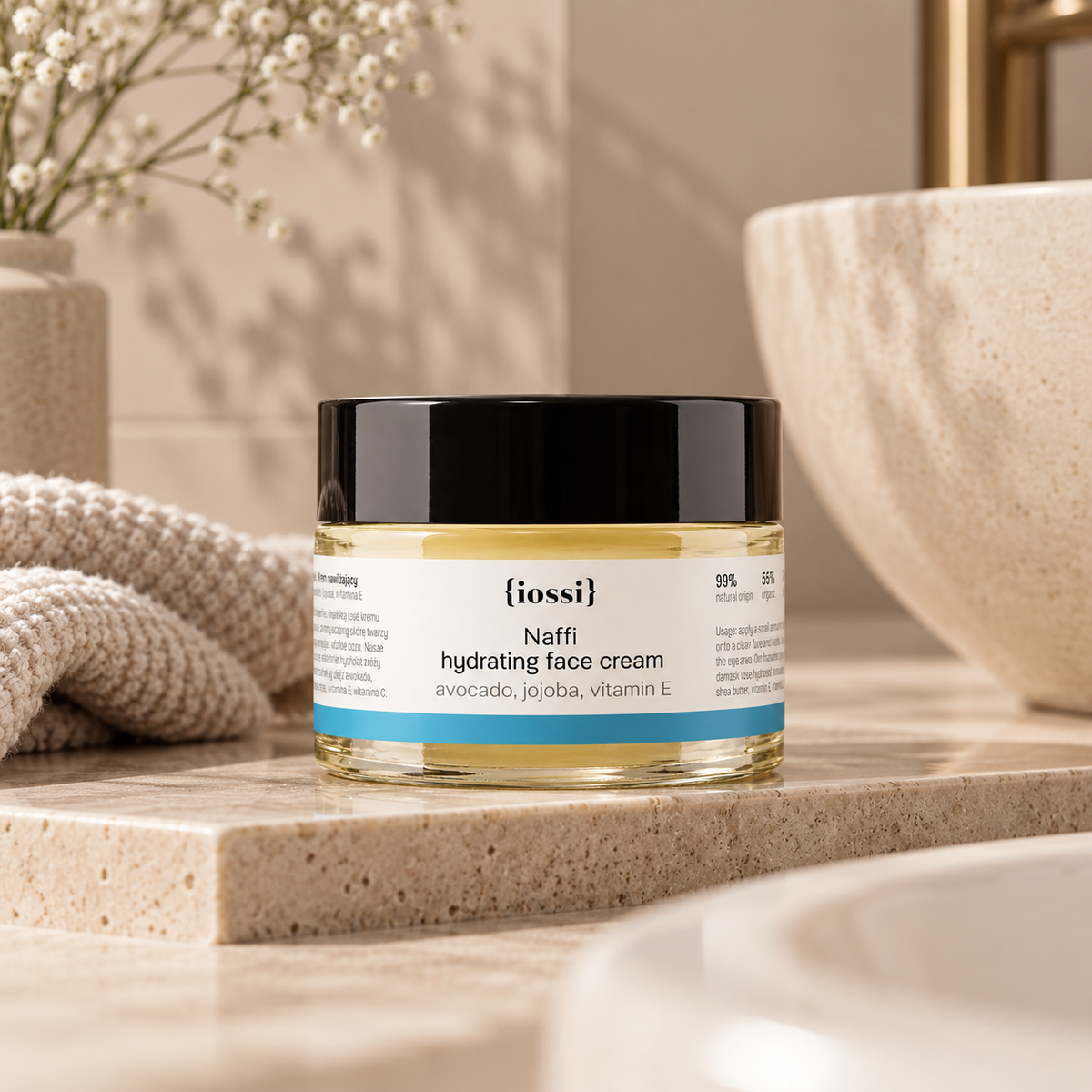 Naffi Drėkinamasis veido kremas. Avokadai. Jojoba. Vitaminas E.